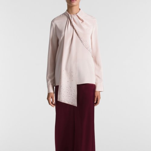 St.John/盛蔷大飘带领结桑蚕丝女士长袖衬衫K32XW22