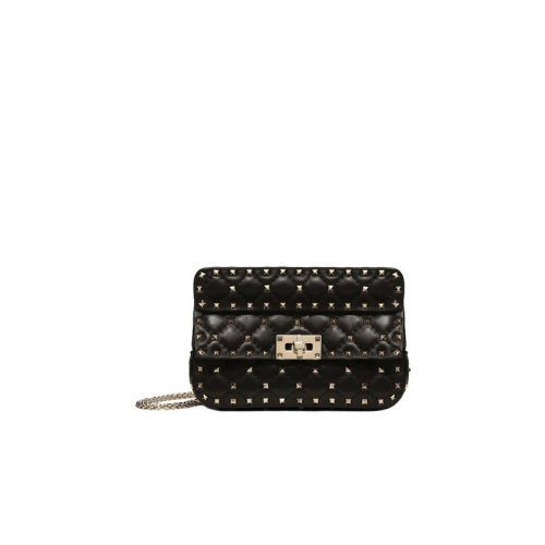 Valentino/华伦天奴 女士 黑色小牛皮斜挎包单肩包 QW2B0122NAP 0NO HJH0015X