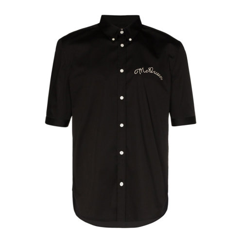 Alexander McQueen/亚历山大麦昆 男装 服饰 商务时尚 翻领棉质经典logo款半袖衬衣 男士短袖衬衫 599879