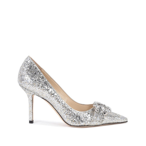 Jimmy Choo/周仰杰【22年新款】女士闪光面料饰扣尖头高跟鞋单鞋 SARESA 85 ZXV