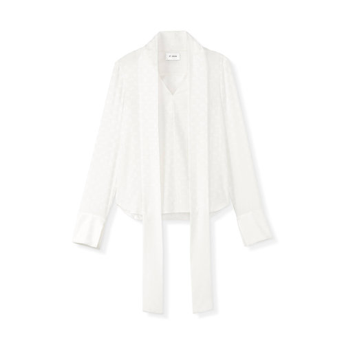 St.John/盛蔷21早秋系带桑蚕丝女士长袖衬衫K914C91