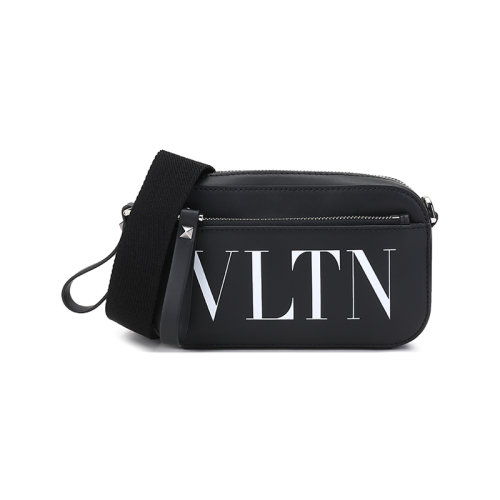 Valentino/华伦天奴男士皮革单肩斜挎包胸包VLTN图案 WY2B0954 WJW