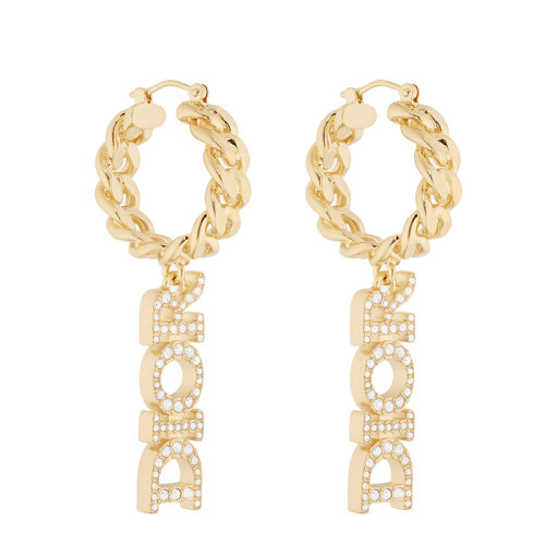 DIOR/迪奥 DIO(R)EVOLUTION系列 女士金色饰面金属圈型链环仿水晶点缀“DIOR”标志耳坠耳环E1749DVOCY_D301