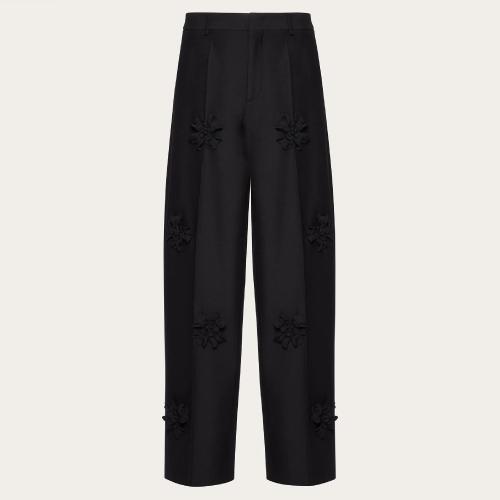  VALENTINO华伦天奴 22年秋冬 男士 休闲裤 PANTALON EN CREPE COUTURE A_VEC BRODERIES FLORAL