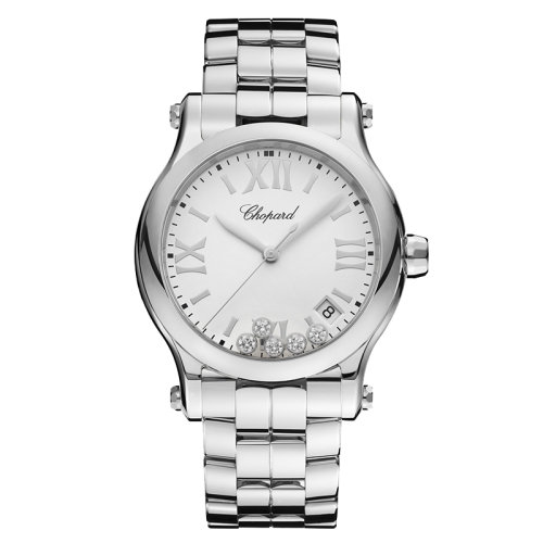 Chopard/萧邦 Happy Sport系列 石英表白盘镶钻钢链女表36毫米278582-3002