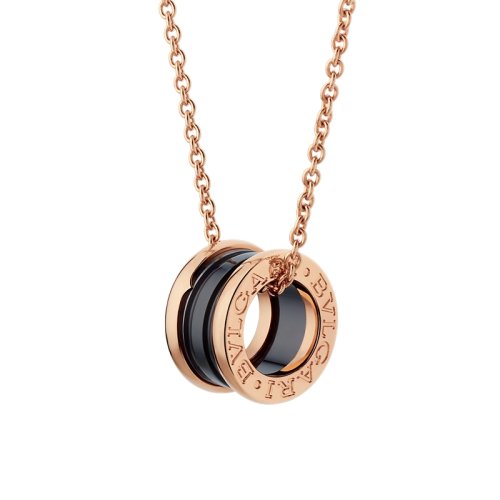 BVLGARI/宝格丽 B.zero1系列经典款 18K金玫瑰金嵌黑色陶瓷 项链 346083