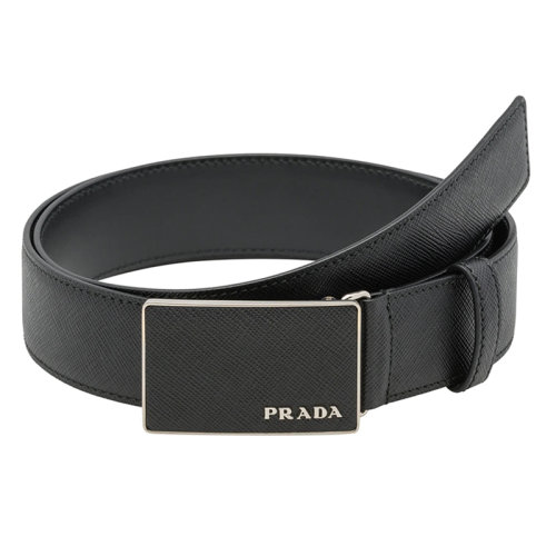 PRADA/普拉达  男士黑色摩洛哥皮革和金属扣覆盖腰带35毫米2CM188_053_F0002