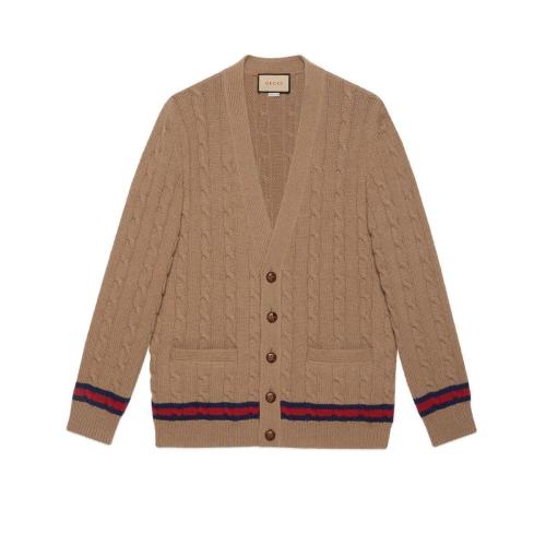  GUCCI古驰 22年秋冬 男士 织带绞花编织开衫 673487 XKB2N 8011 预定商品2-6周发货