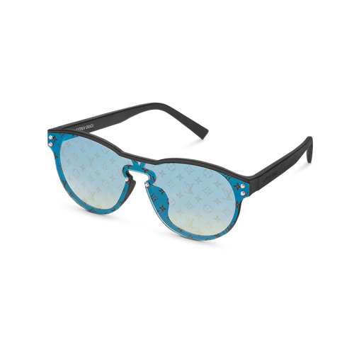 Louis Vuitton/路易威登 22年春夏新款 LV WAIMEA ROUND系列 男士蓝色老花图案渐变镜片黑色注塑镜框太阳眼镜墨镜W码Z1666W