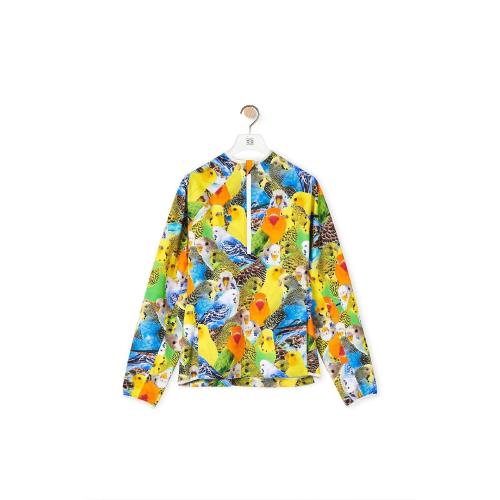  LOEWE罗意威 22年秋冬 女士 长袖衬衫 Parrots zip top in polyamide S359Y02X58-9127
