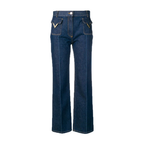Valentino/华伦天奴  女裤 时尚百搭 女士蓝色棉质牛仔裤 RB3DD07Z4BD0X0  HKY015C