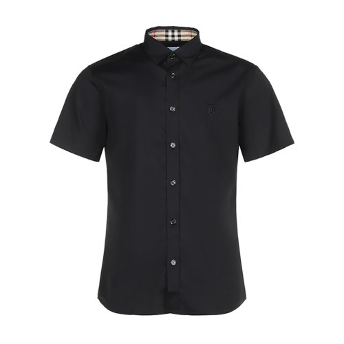BURBERRY/博柏利 巴宝莉男装 时尚简约 男士黑色棉质短袖衬衫 80323101
