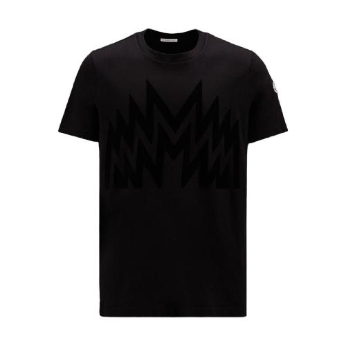  MONCLER蒙可蒙克莱 22年秋冬 男士 短袖T恤 Flocked Print T-Shirt H20918C000068390T999