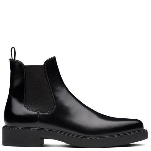 PRADA/普拉达 秋冬 男士黑色亮面皮革切尔西靴2TE176_055_F0002