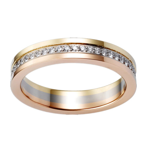 CARTIER/卡地亚 ALLIANCE TRINITY系列 玫瑰金白金黄金钻石戒指B4052900