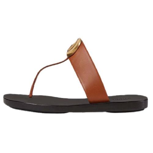 GUCCI/古驰 女士棕色皮革拖鞋 497444 A3N00 2829