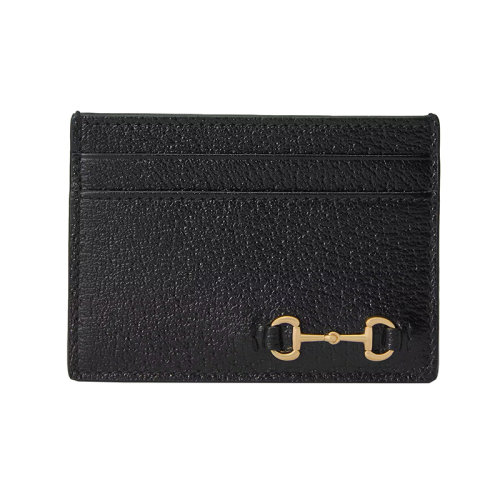 GUCCI/古驰 22新款 男士黑色皮革金色马衔扣卡包700469DJ20G1000