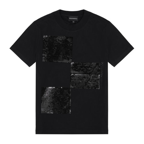 Emporio Armani 女士 黑色 胸前图案印花T恤  6H2T7Y-2J53Z-0999