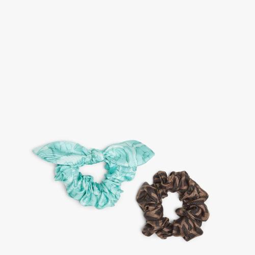  FENDI芬迪 22年秋冬 女士 发带 拼色有机桑蚕丝松紧发带双件套 FXT268ANB5F1K5Y