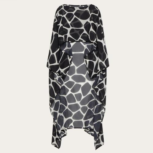  VALENTINO华伦天奴 22年秋冬 女士 斗篷 CAPE EN VOILE a IMPRIMé GIRAFFA RE-EDITION 1B3CG3