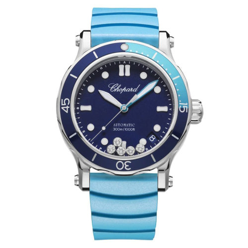  Chopard/萧邦  萧邦HAPPY OCEAN系列蓝色自动机械精钢女士镶钻腕表40毫米278587-3001