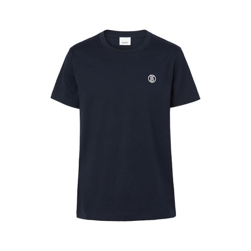 BURBERRY/博柏利 22年春夏新款 男士煤蓝色纯棉Logo刺绣短袖T恤80561761
