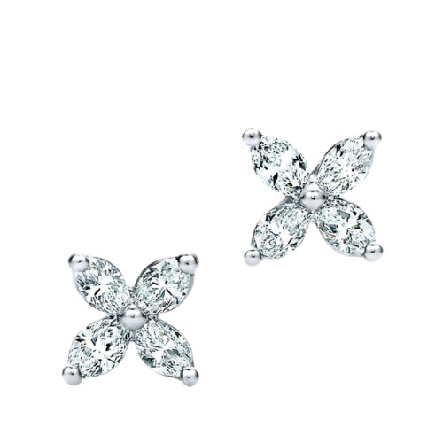 Tiffany & Co./蒂芙尼 Victoria系列 950铂金镶嵌钻石迷你耳钉63106402