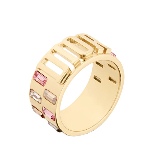 DIOR/迪奥 22新款DIO(R)EVOLUTION系列 女士金色饰面金属多色仿水晶装饰戒指R1236DVOCY_D665