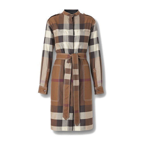 BURBERRY/博柏利 大号格纹棉质系腰衬衫式连衣裙 80574391