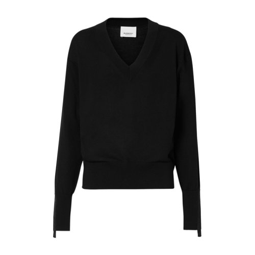 BURBERRY/博柏利 徽标装饰美利奴羊毛丝质女士针织衫/毛衣 8021171 1