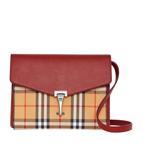 BURBERRY/博柏利 女士小号Vintage格纹复古风红色皮革单肩包斜挎包女包 4080079