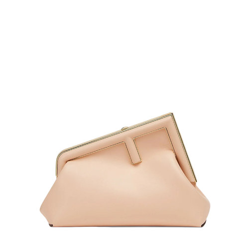 Fendi/芬迪 22年春夏新款 First系列女士小号小羊皮粉色大F搭扣FF内衬手拿包8BP129ABVEF1BA9