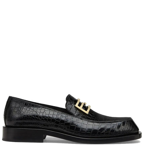 FENDI/芬迪 男士黑色鳄鱼纹印花皮革乐福鞋7D1439TC3F0QA1