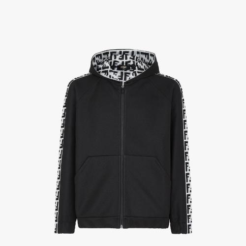  FENDI芬迪 22年秋冬 男士 卫衣 黑色平纹布正反两穿运动衫 FAF66_M0BF0GME