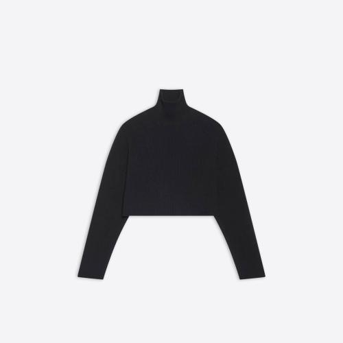  BALENCIAGA巴黎世家 22年春夏 女士 针织衫 Womens Cropped Sweater  in Black 682002T3227010