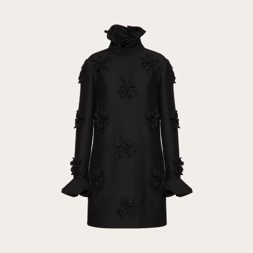  VALENTINO华伦天奴 22年秋冬 女士 连衣裙 ROBE COURTE EN CREPE COUTURE a BRODERIE FLORALE