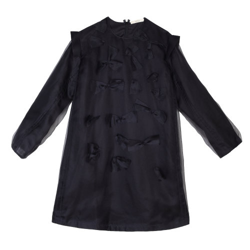 19年秋冬款nisiss/怡夕圆领蝴蝶结饰连衣裙女士连衣裙N161SO44