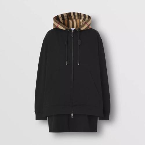  BURBERRY 22年秋冬 女士 棉质宽松格纹连帽上衣 80410711 预定商品1-3周发货