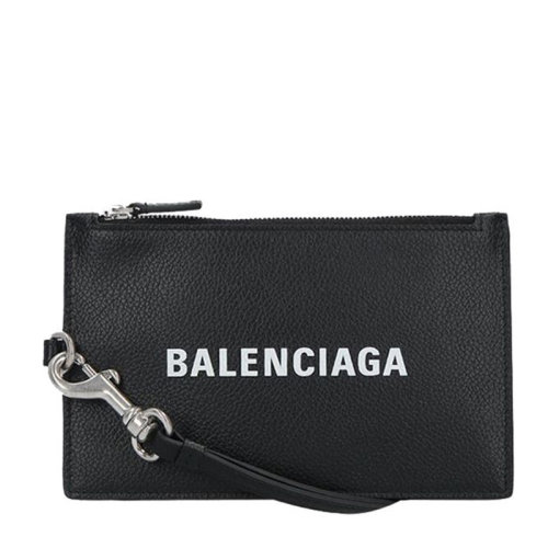 Balenciaga/巴黎世家 男士黑色粒面牛皮经典字母徽标印花拉链开合钱夹钱包卡包手拿包男包 616015-1IZI3-1090