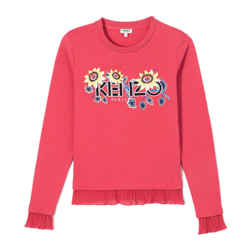 KENZO/高田贤三 女士红色棉质经典字母徽标花朵装饰圆领长袖上衣卫衣运动衫 F962SW711962-27