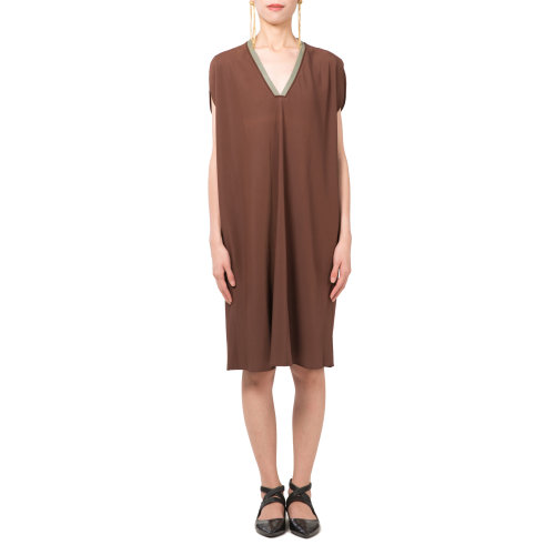 19年秋冬款nisiss/怡夕牛皮拼接衣领宽松直身连身裙女士连衣裙n113xo18