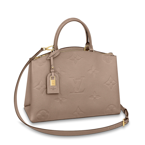 Louis Vuitton/路易威登 22春夏新款GRAND PALAIS系列 女士鸽子灰压纹粒面牛皮老花压花金扣金锁单肩斜挎手提包M48833