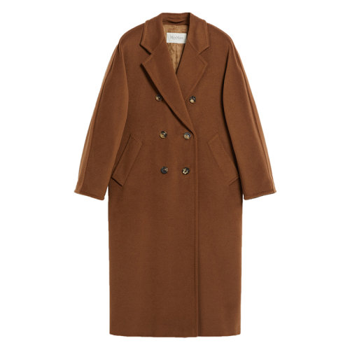 MaxMara/麦丝玛拉 22年秋冬新款 3MADAME系列 女士棕色高级定制明线饰面初剪羊毛大衣1018012306010