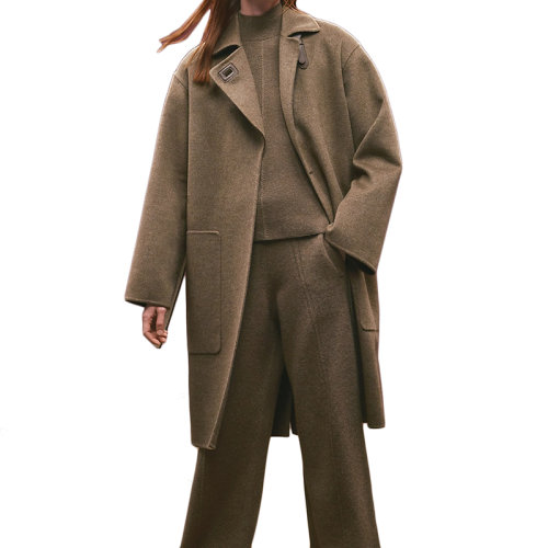 HERMES/爱马仕 22年秋冬新款 女士绿色纯羊绒浴袍风双面大衣H2H0128DA1R40