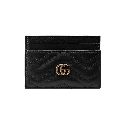 GUCCI/古驰 20 GG Marmont系列 黑色小牛皮绗缝双G卡包 443127DTD1T1000