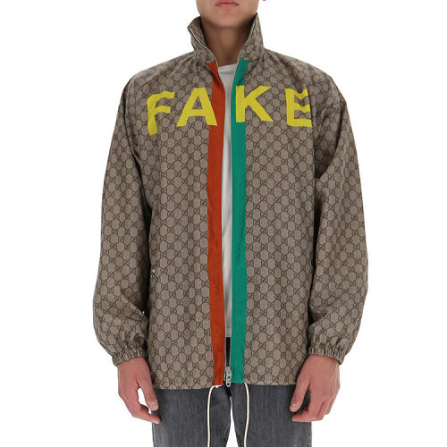 GUCCI/古驰 古琦 男装 双G字母印花尼龙拉链立领男士夹克 636390-ZAFKX-7294