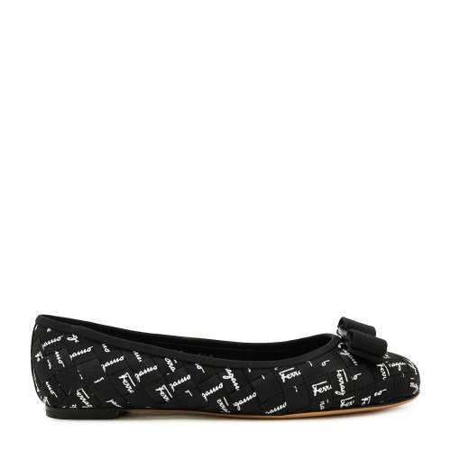 Salvatore Ferragamo/菲拉格慕 黑色 女士VARINA编织蝴蝶结 平底鞋 705604-01N974-VARINARIB 鞋 [断码]