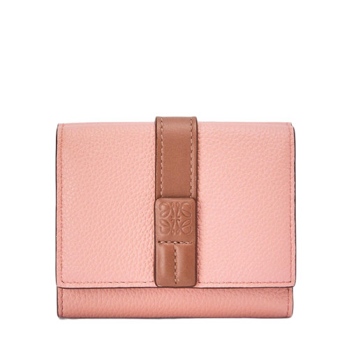 LOEWE/罗意威  女士花朵色棕褐色柔软粒面小牛皮三折钱包0010635407