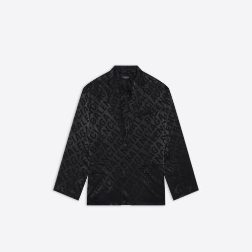  BALENCIAGA巴黎世家 22年春夏 女士 夹克 Women's Large Logo Fluid Jacket in Black 671671TI 预定商品1-3周发货