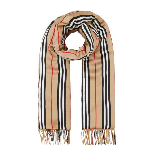 BURBERRY/博柏利【20春夏新款】 中性款标志性条纹拼格纹羊绒丝质围巾围脖 8024374